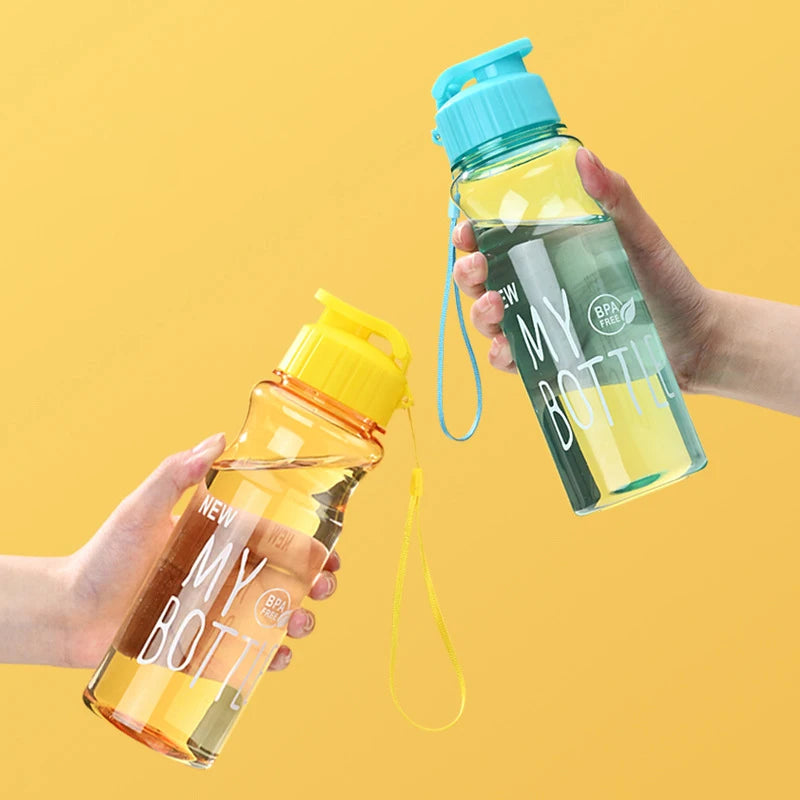 Transparent Water Bottle Portable Sport Cup for Drinking Kitchen Tools 650ML Water Bottle for School Gym Travel Girl Boy