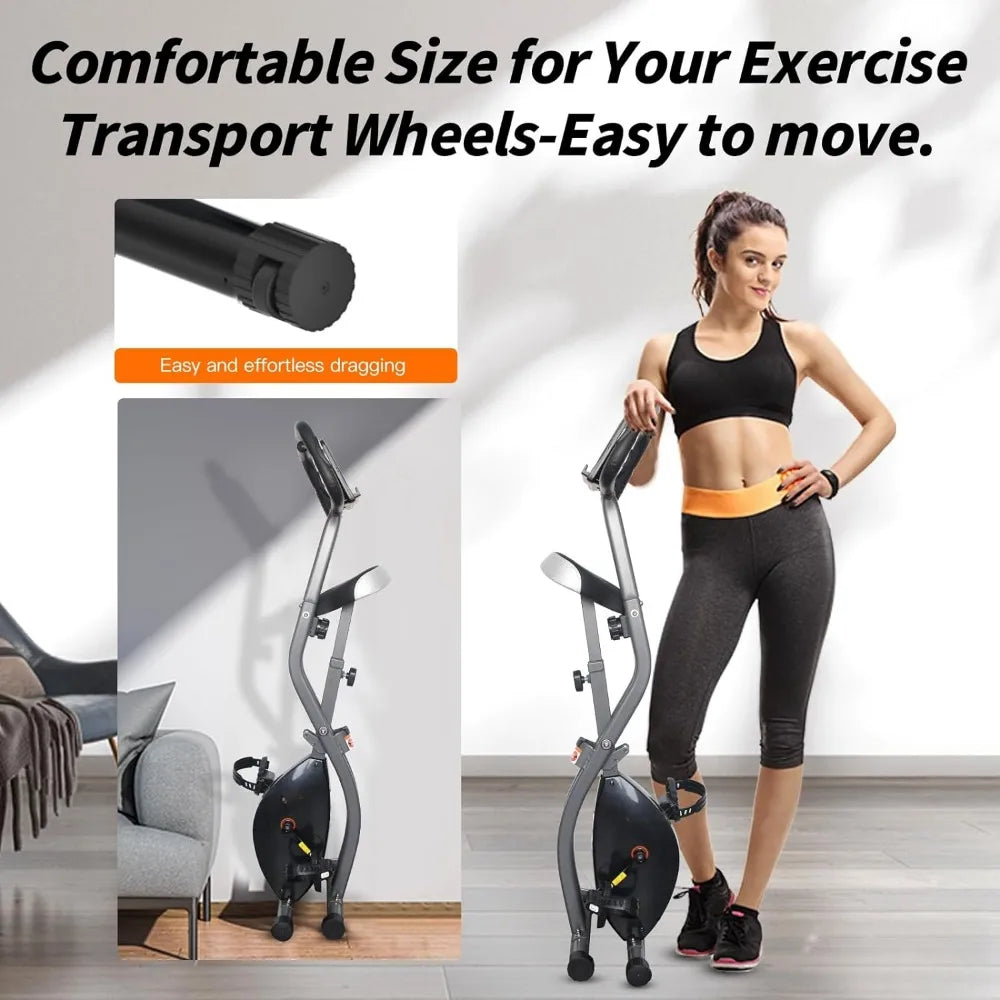 Folding Exercise Bike, Magnetic Foldable Stationary Bike, Indoor Cycling Exercise Bike for Home Workout,Fitness Equipment