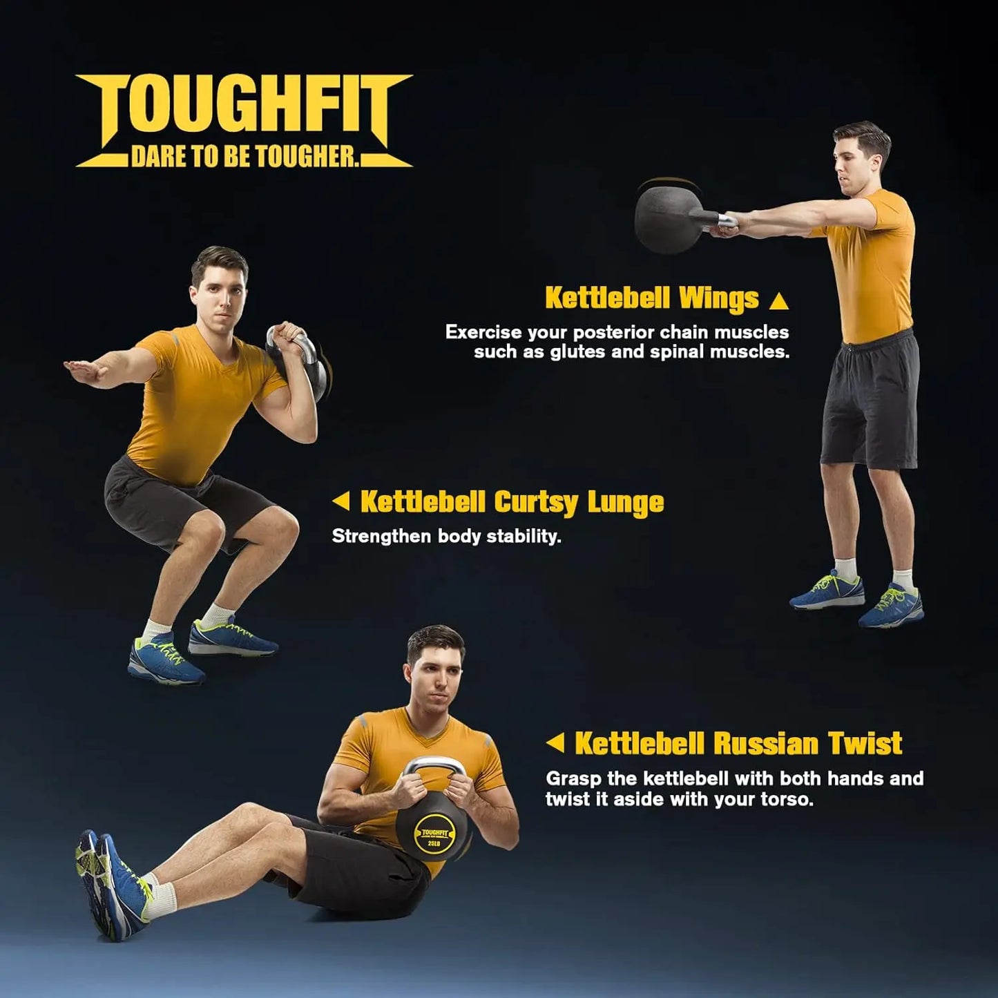 40LB PU Coated Kettlebell Weights - Kettlebell Sets & Competition Kettlebell with Rust-proof Handles & Flat Bottoms for
