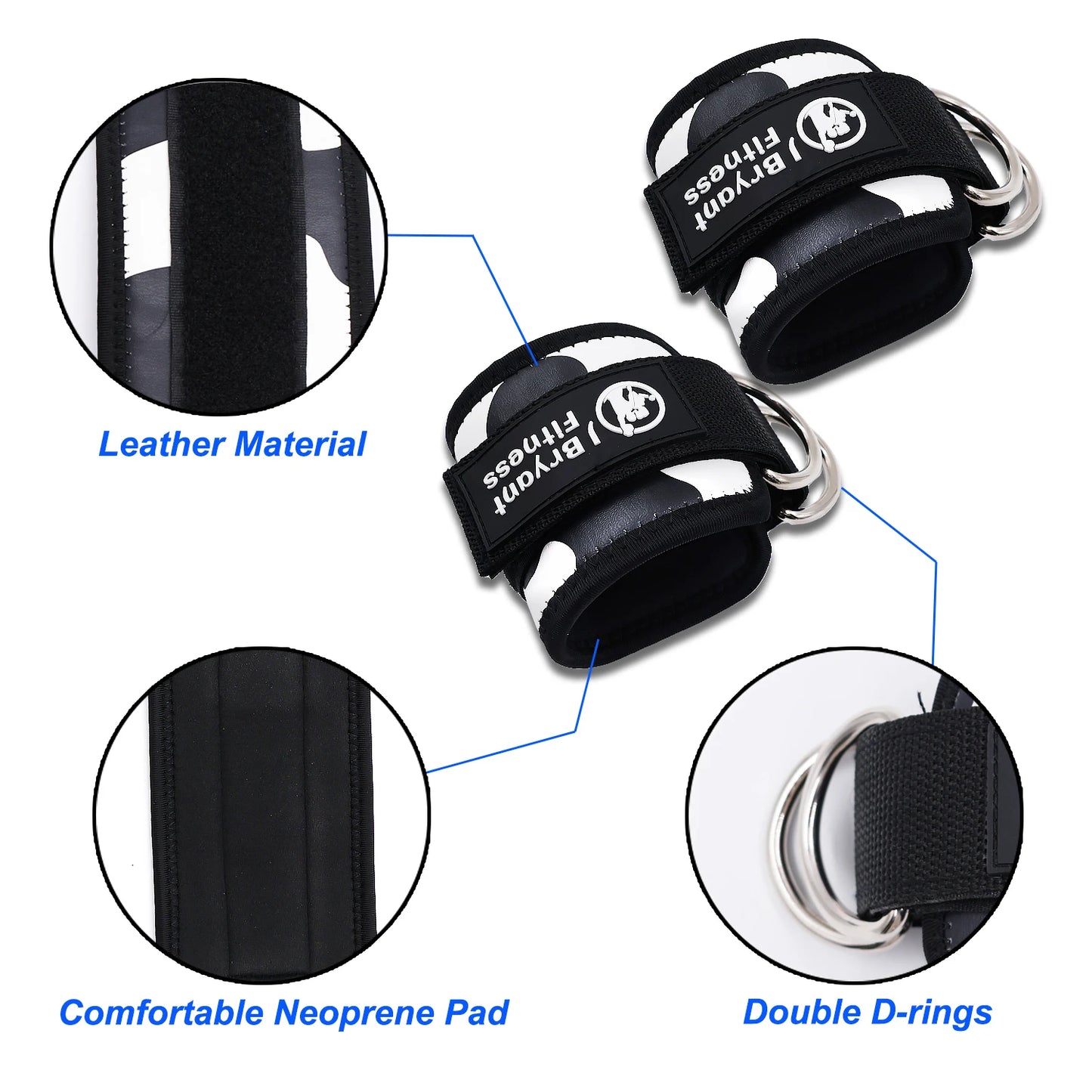 Wrist straps for Resistance band workout Cable Machines leather Wrist ankle Cuffs Gym Home Fitness equipment 1Pair