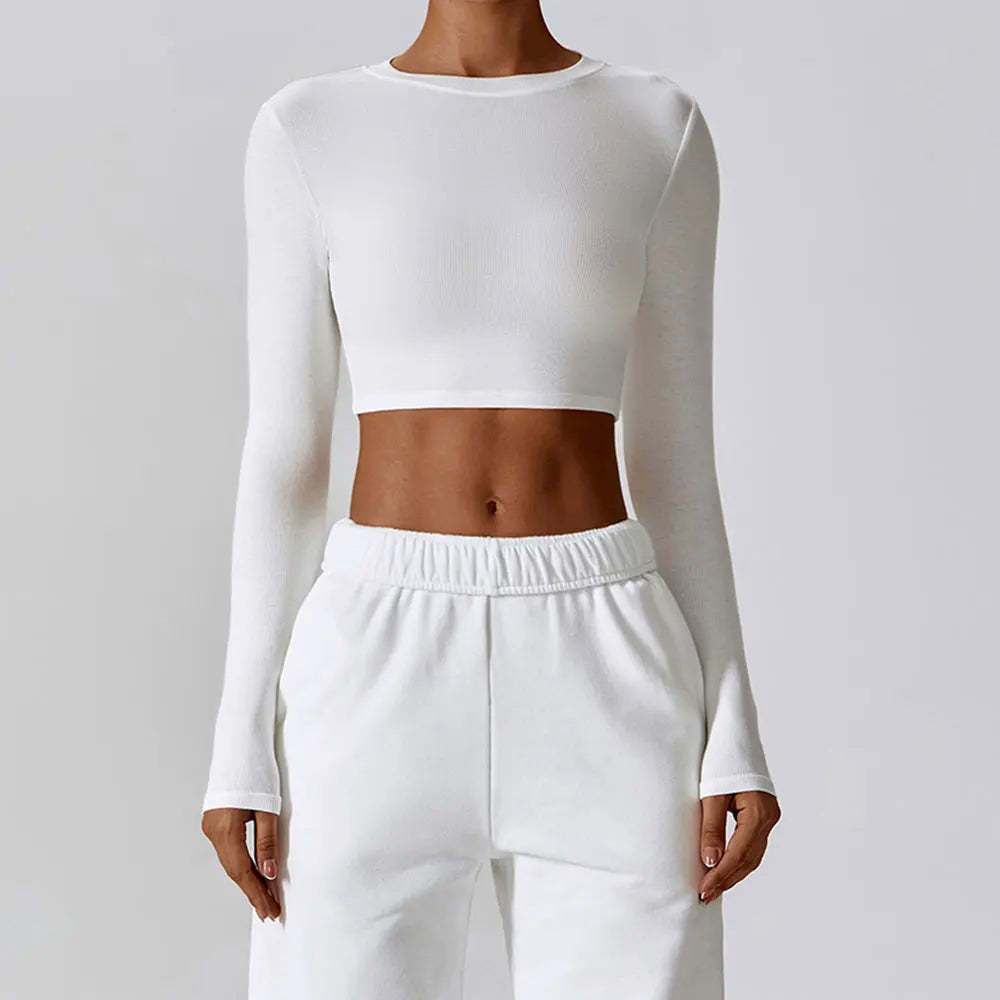 Leisure Running Sports T-shirt Cotton Long Sleeve Breathable Fitness Shirts Slim Yoga Top Women Gym Workout Running Clothes