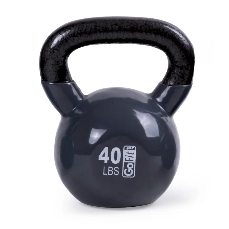 GoFit Classic Vinyl Coated Kettlebell with DVD and Training Manual 35lb - Green halteres para musculação kettlebell