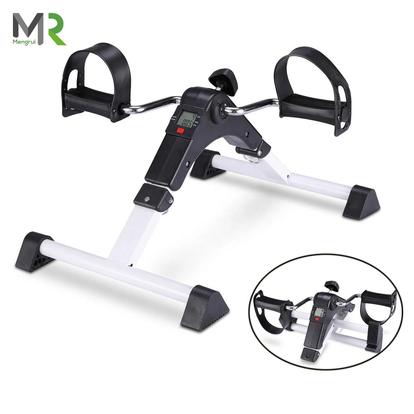 Upgrades Folding Pedal Exerciser Mini Exercise Bike Portable Peddler Under Desk Bike with LCD Display for Arms and Legs Workout