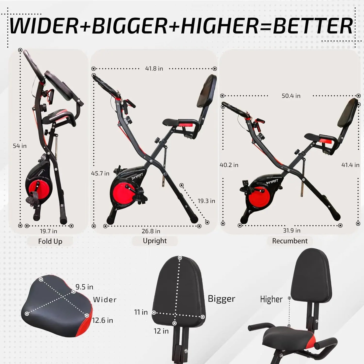 3-In-1 Folding Exercise Bike, Stationary Bikes for Home with Arm Workout Bands, Indoor Fitness Bike with 16 Levels