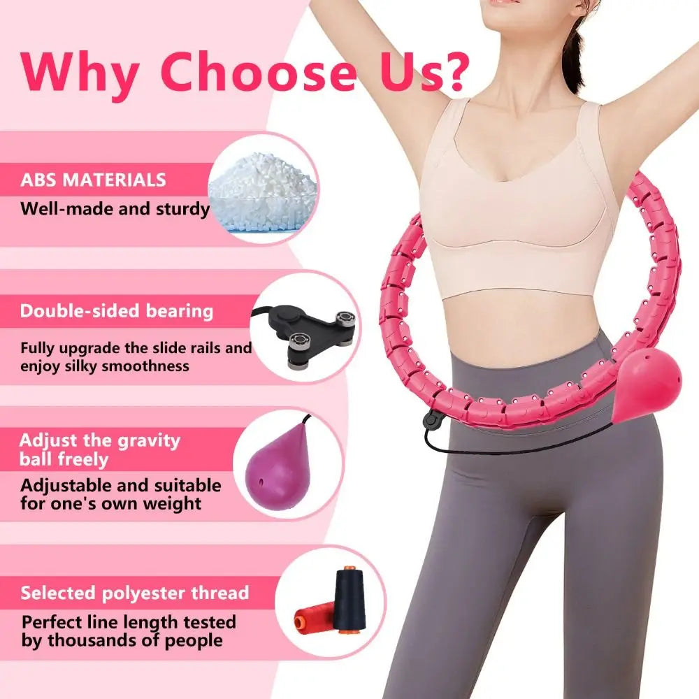 24/28/36 Detachable Knots Smart Weighted Fit Hoop Size Adjustable Detachable Abdominal Workout Equipment Weight Adjustable