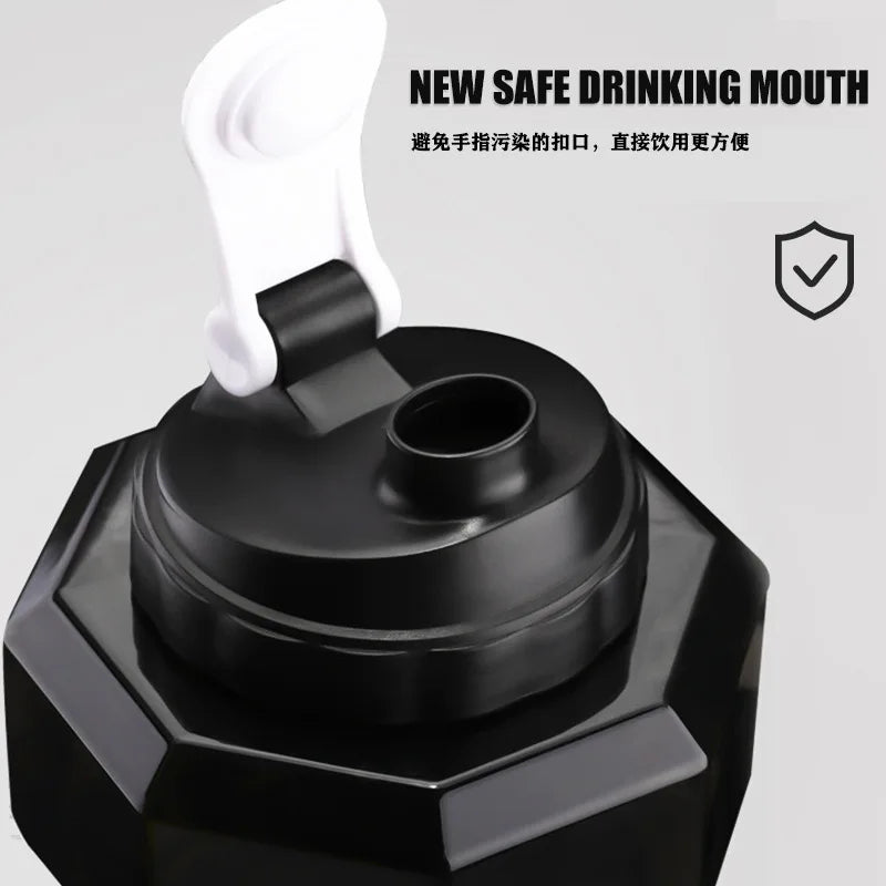 500/1500/2600ML Sports Water Bottles Fitness Dumbbell Leakproof Portable Unbreakable Sports Plastic Bottle Home Gym Training