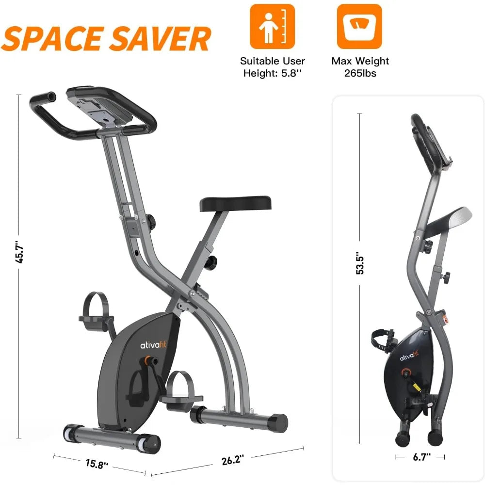 Folding Exercise Bike, Magnetic Foldable Stationary Bike, Indoor Cycling Exercise Bike for Home Workout,Fitness Equipment