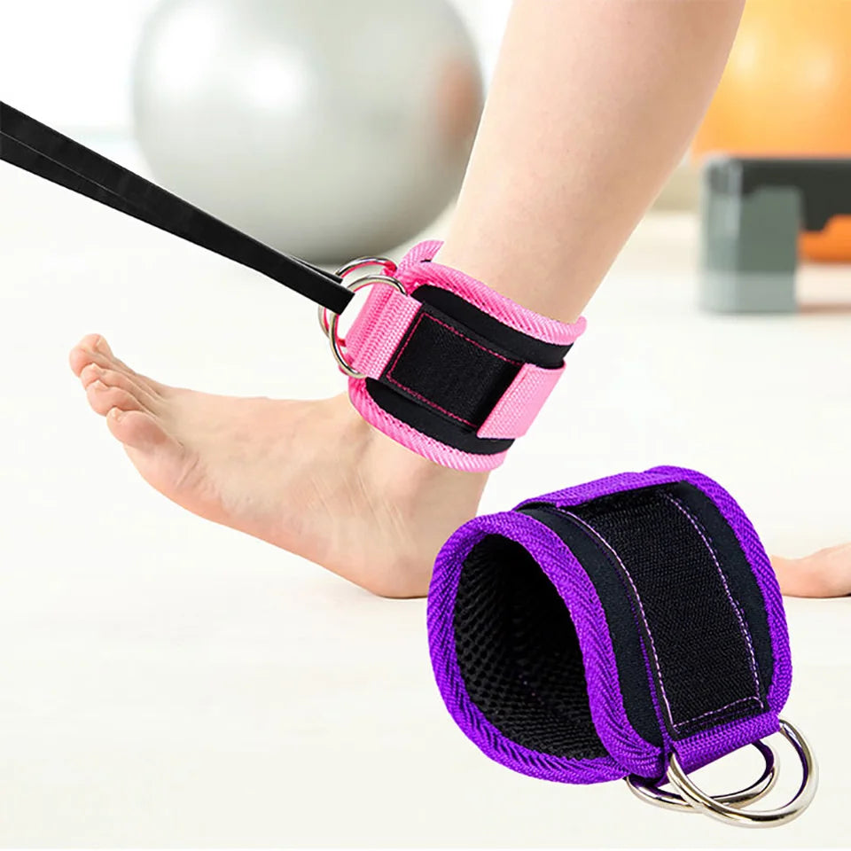 Ankle Straps Double D-Ring Adjustable Foot Support Padded Cuffs Ankle Weight Leg Training Brace Support Sport Safety Abductors