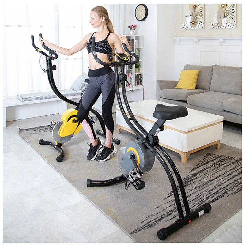 Indoor Cycle Exercise Bike Folding Dynamic Bicycle Magnetic Control Cardio Fitness Gym Cycling Machine Workout Training Bicycle