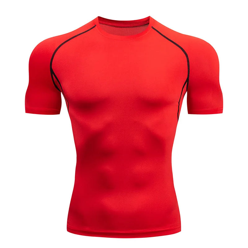 Men's Compression Short Sleeve T-shirt Tights Top Workout Fitness Running Basketball Yoga Sportswear Seamless Sports Clothes