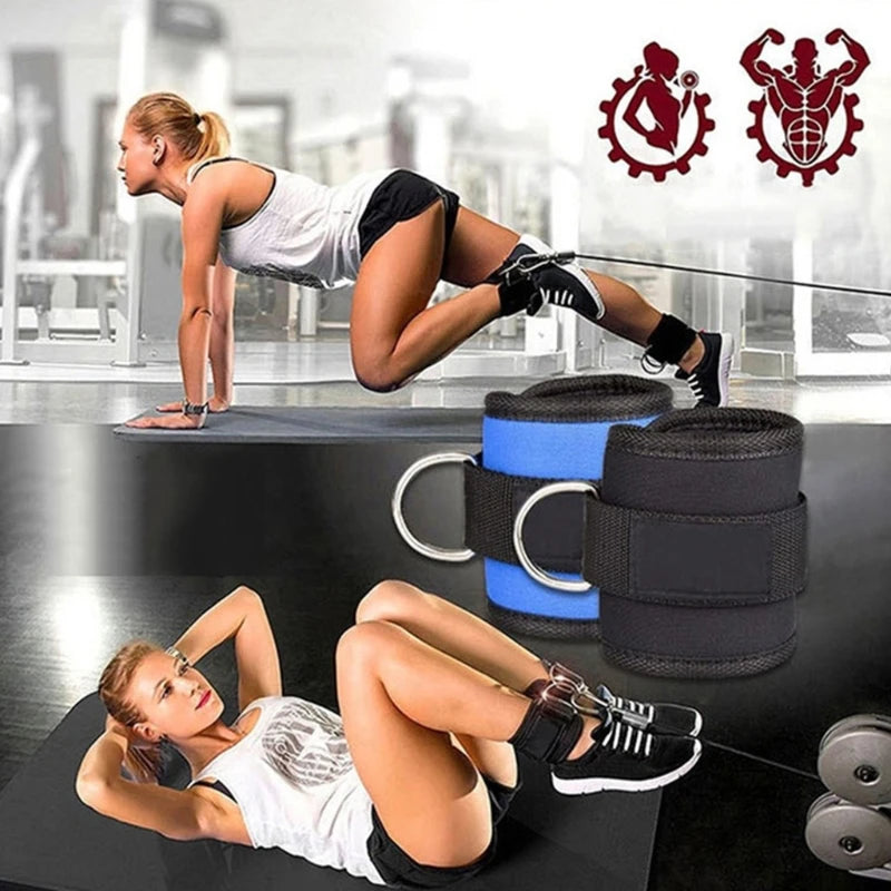 Adjustable Padded Fitness D Ring Ankle Straps Cuff for Exercise Weight Lifting