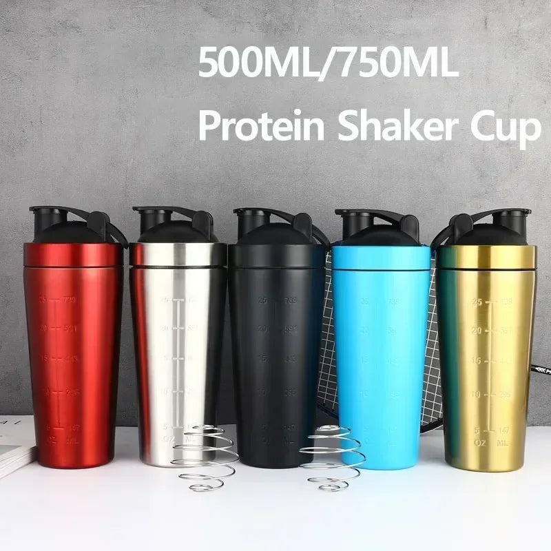 Stainless Steel Protein Shaker Bottle Gym Outdoor Shake Kettle Nutrition Shaker Cup Sport Mixer Water Bottle Whey Protein Cup