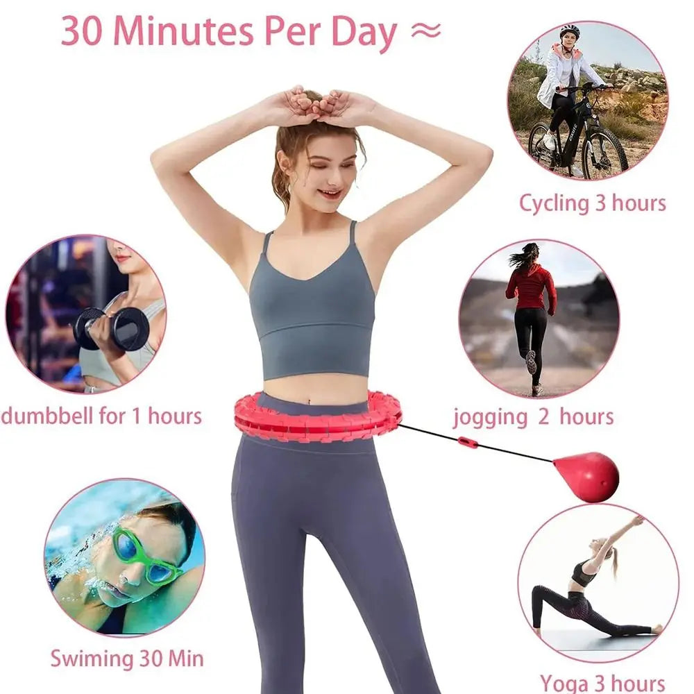 24/28/36 Detachable Knots Smart Weighted Fit Hoop Size Adjustable Detachable Abdominal Workout Equipment Weight Adjustable