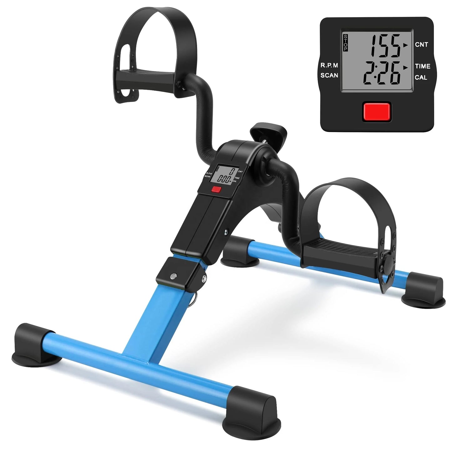 Upgrades Folding Pedal Exerciser Mini Exercise Bike Portable Peddler Under Desk Bike with LCD Display for Arms and Legs Workout
