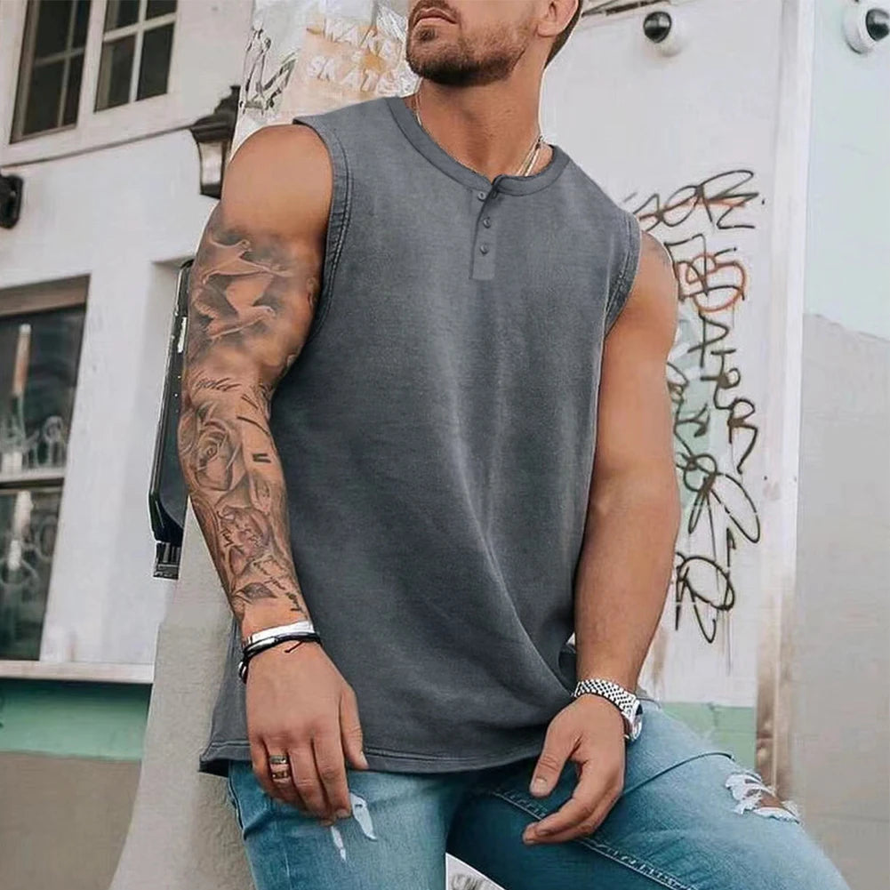 2023 Summer New Sports Vest Men Cotton Sleeveless T-Shirt Workout Clothes Men's Street Ballgames Sportswear Muscle Tank Tops