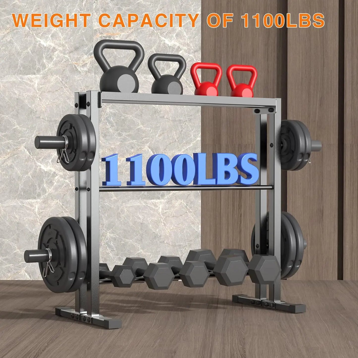Dumbbell Rack, 3 Tier Weights Storage Rack for Dumbbells, Weight Plates, and Kettlebells (1100 Pounds Weight Capacity, 2022 Vers
