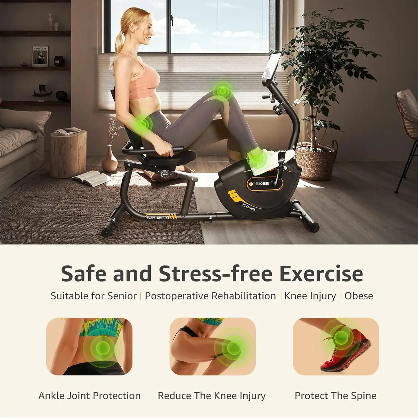 Exercise Bike for Adults Seniors - Indoor Magnetic Cycling Fitness Equipment for Home Workout Black