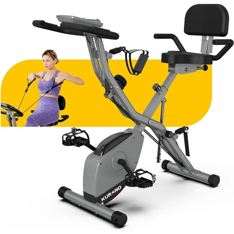Stationary Exercise Bike for Home Workout | 4 IN 1 Foldable Indoor Cycling Bike | 330LB Capacity, 16-Level Magnetic Resistance