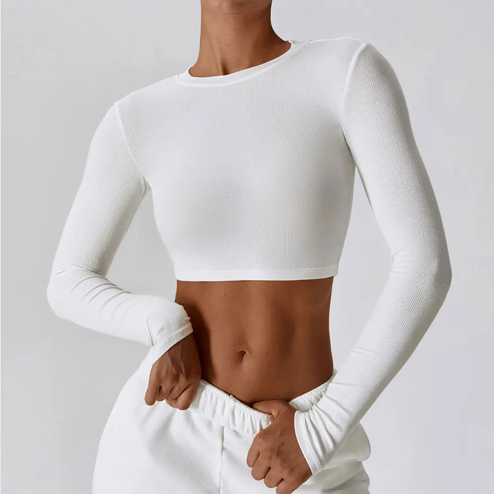 Leisure Running Sports T-shirt Cotton Long Sleeve Breathable Fitness Shirts Slim Yoga Top Women Gym Workout Running Clothes