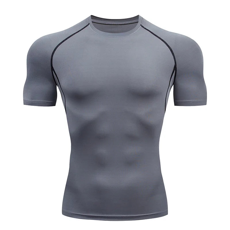 Men's Compression Short Sleeve T-shirt Tights Top Workout Fitness Running Basketball Yoga Sportswear Seamless Sports Clothes