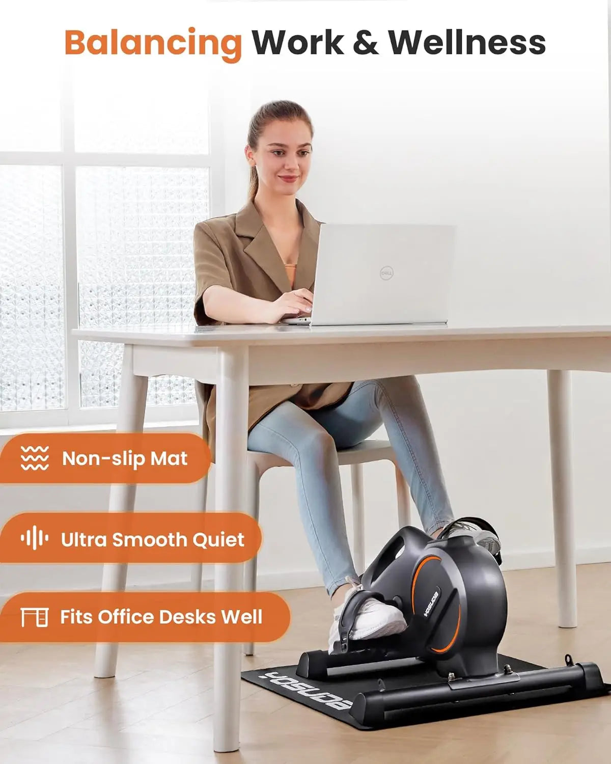 Under Desk Bike Pedal Exerciser for Home/Office Workout - Magnetic Mini Exercise Bike for Arm/Leg Exercise