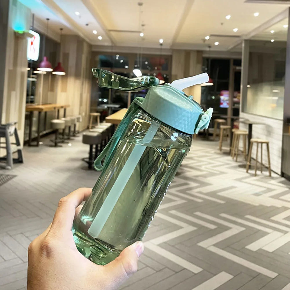 650/750ml Large Capacity Sports Water Bottle With Strawer Plastic Cup Leakproof Bottles Outdoor Gym Sports Transparent Water Cup