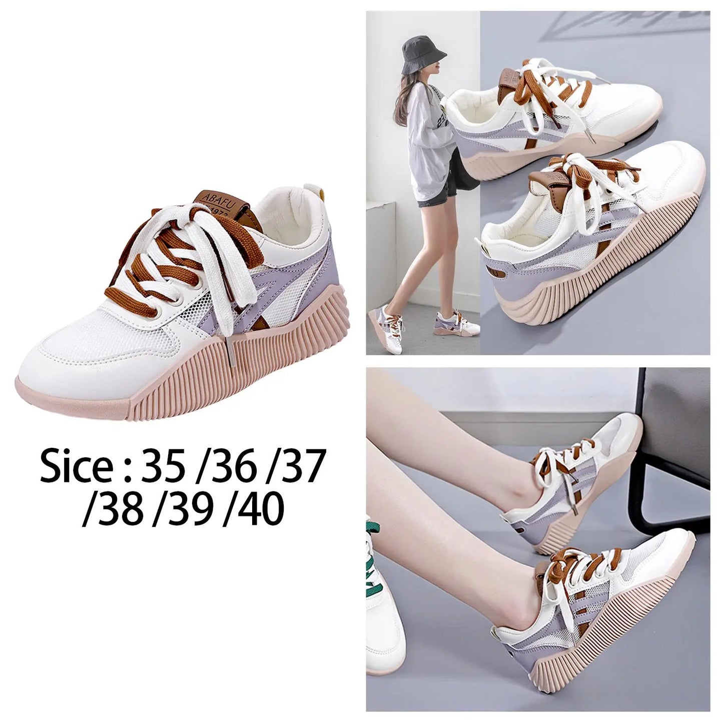 Platform Sneakers for Women Lightweight Thick Bottom Round Toe Tennis Shoes Casual Shoes Walking Shoes for Jogging Work Workout
