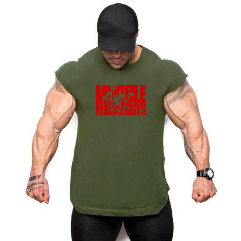 Brand Muscle Clothes Workout Vest Fashion Tank Top Men Gym Sleeveless Shirt Bodybuilding Stringer Sports Men's Cotton Singlets
