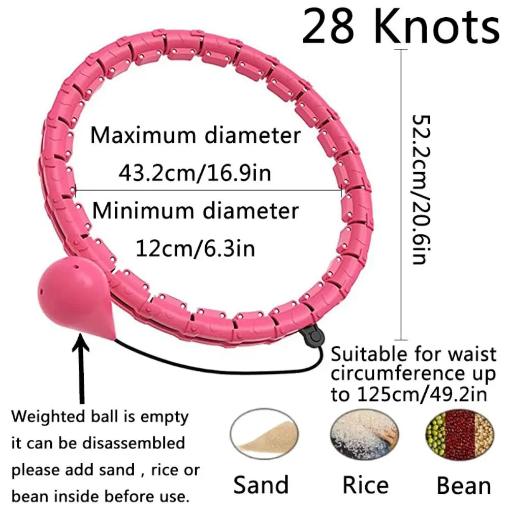 24/28/36 Detachable Knots Smart Weighted Fit Hoop Size Adjustable Detachable Abdominal Workout Equipment Weight Adjustable