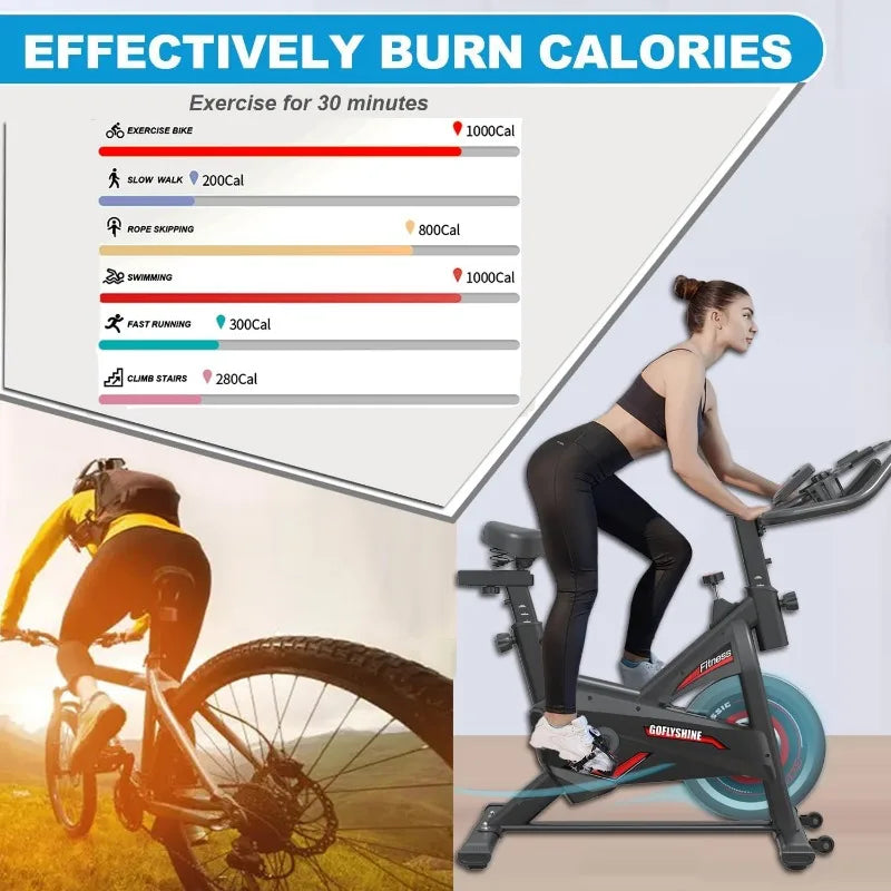 Exercise Bikes Stationary,Indoor Cycling Bike for Home Cardio Gym,Workout Bike with Ipad Mount & LCD Monitor