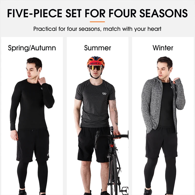 5 Pcs/Set Men's Tracksuit Gym Fitness Compression Sports Suit Clothes Running Jogging Sport Wear Exercise Workout Tights