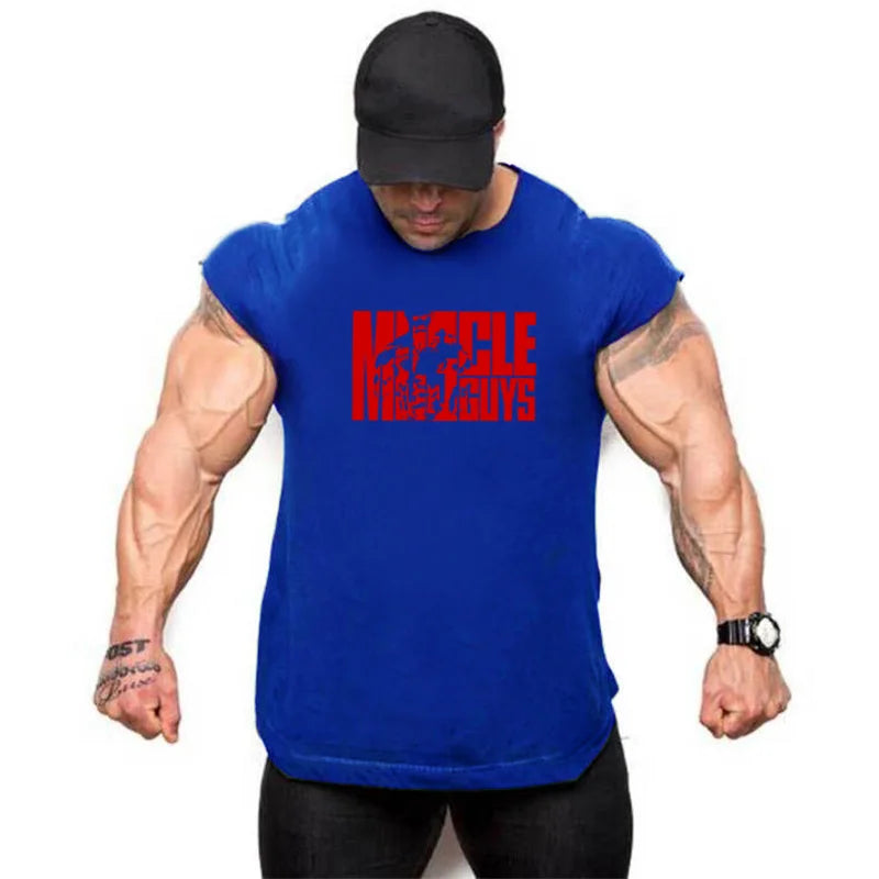 Brand Muscle Clothes Workout Vest Fashion Tank Top Men Gym Sleeveless Shirt Bodybuilding Stringer Sports Men's Cotton Singlets